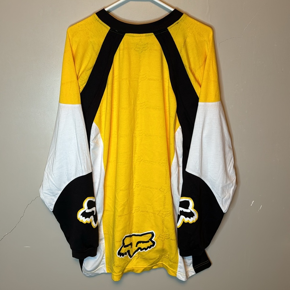 Vintage Fox Racing Motocross Long Sleeve Yellow & Black Jersey Shirt Size XL - Picture 4 of 7